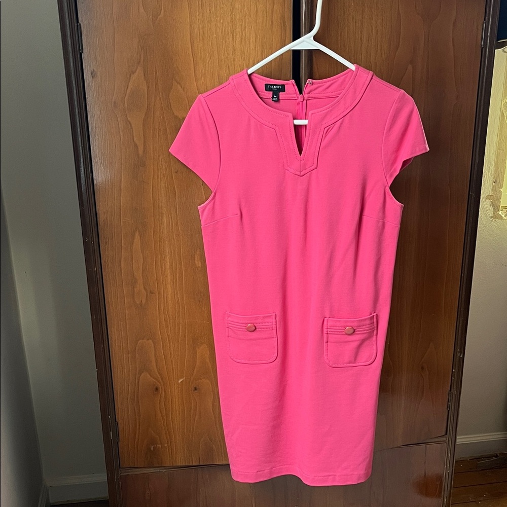 Talbots Pink Cap-Sleeve Shift Dress